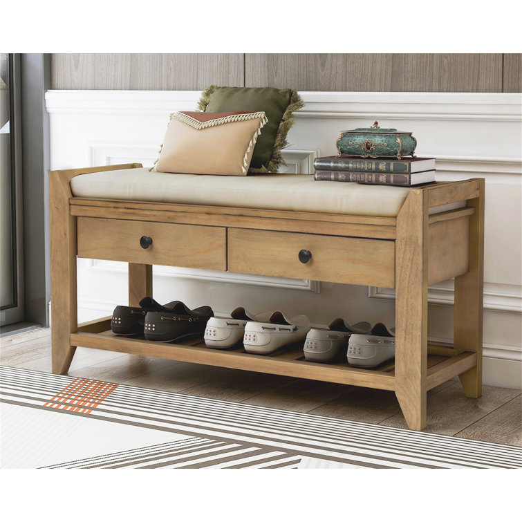 Red Barrel Studio® Solid Wood Drawers Storage Bench Wayfair